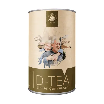 D-tea bitkisel çay, metal kapaklı karton silindir kutuda yedi bitkili dökme harman