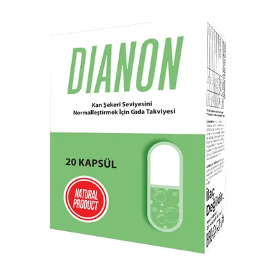 Dianon nedir: 20 kapsüllük beyaz-yeşil kutu, krom ve çinkolu takviye