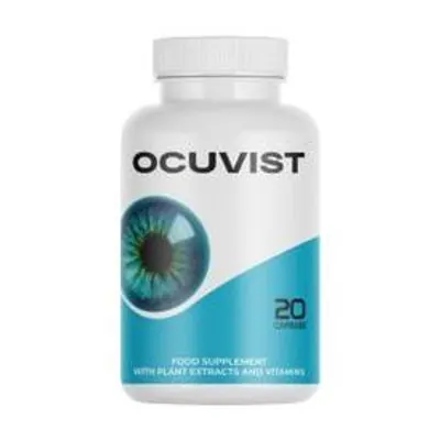 Ocuvist göz kapsülü, turkuaz dalgalı 20 kapsüllük beyaz şişe